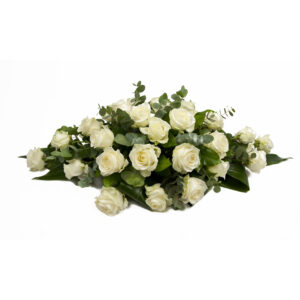 Afscheidsbloemen bloemstuk witte rozen
