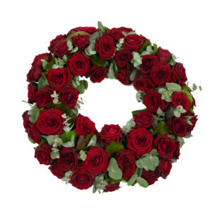 Afscheidsbloemen cirkel rode rozen