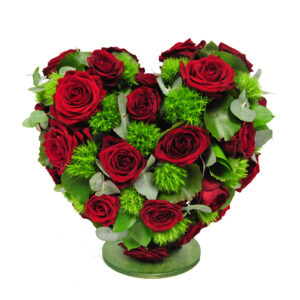 Afscheidsbloemen hart rode rozen