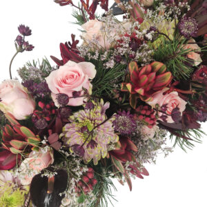 Afscheidsbloemen Roze rozen en astrantia
